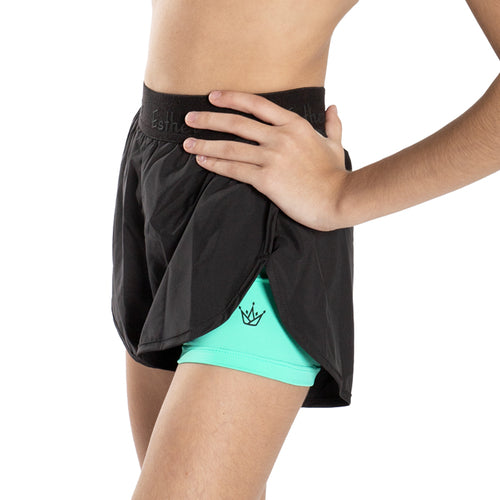 טייץ קצר כפול 2-ב-1 אסתר בצבע מנטה טורקיז